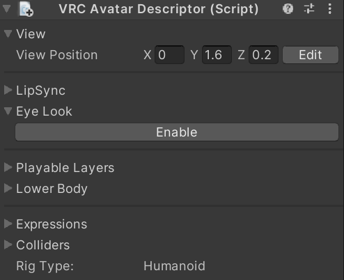 Utilisez le composant Avatar Descriptor pour configurer votre avatar pour VRChat. Assurez-vous d&#39;ajuster la position de la vue !